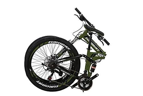 Folding Mountain Bike : G4 Folding Bike 21 Speed 26 Inches Dual Disc Brakes K Spoke Wheel Mountain Bike for Adult (SPOKE-GREEN)