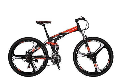 Folding Mountain Bike : G7 Folding Bike 21 Speed 27.5 Inches Dual Suspension Spoke K Wheel Mountain Bike for Mens / Womens (K-ORANGE)
