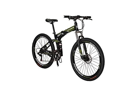 Folding Mountain Bike : G7 Folding Bike 21 Speed 27.5 Inches Dual Suspension Spoke K Wheel Mountain Bike for Mens / Womens (SPOKE-GREEN)