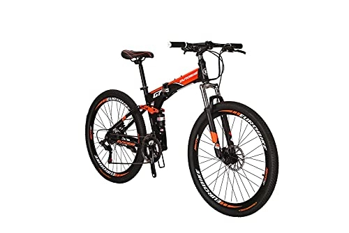 Folding Mountain Bike : G7 Folding Bike 21 Speed 27.5 Inches Dual Suspension Spoke K Wheel Mountain Bike for Mens / Womens (SPOKE-ORANGE)