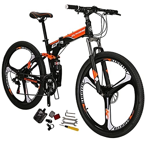 Folding Mountain Bike : G7 Mountain Bike 21 Speed Steel Frame 27.5 Inches Wheel Dual Suspension Folding Bike (Blackorange / 3 Spoke)