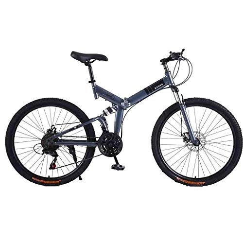 Folding Mountain Bike : GAOTTINGSD Adult Mountain Bike Bicycle Mountain Bike Adult MTB Foldable Road Bicycles For Men And Women 24In Wheels Adjustable Speed Double Disc Brake (Color : Gray-B, Size : 21 Speed)