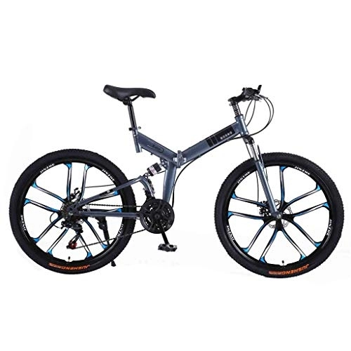 Folding Mountain Bike : GAOTTINGSD Adult Mountain Bike Bicycle Mountain Bike Adult MTB Foldable Road Bicycles For Men And Women 24In Wheels Adjustable Speed Double Disc Brake (Color : Gray-C, Size : 24 Speed)