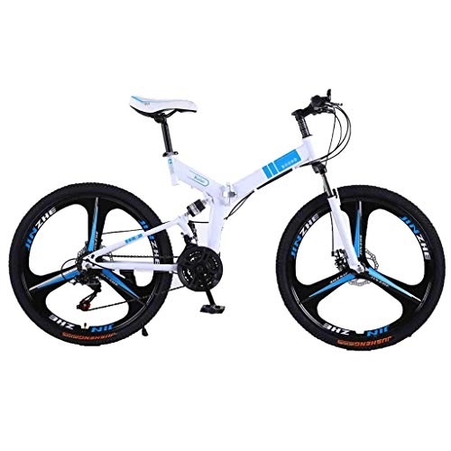 Folding Mountain Bike : GAOTTINGSD Adult Mountain Bike Bicycle Mountain Bike Adult MTB Foldable Road Bicycles For Men And Women 24In Wheels Adjustable Speed Double Disc Brake (Color : White-A, Size : 30 Speed)