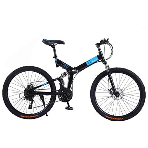Folding Mountain Bike : GAOTTINGSD Adult Mountain Bike Bicycle Mountain Bike Adult MTB Foldable Road Bicycles For Men And Women 26In Wheels Adjustable Speed Double Disc Brake (Color : Black, Size : 21 Speed)