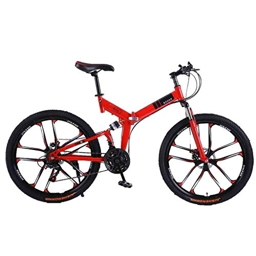 Folding Mountain Bike : GAOTTINGSD Adult Mountain Bike Bicycle Mountain Bike Adult MTB Foldable Road Bicycles For Men And Women 26In Wheels Adjustable Speed Double Disc Brake (Color : Red2, Size : 21 Speed)