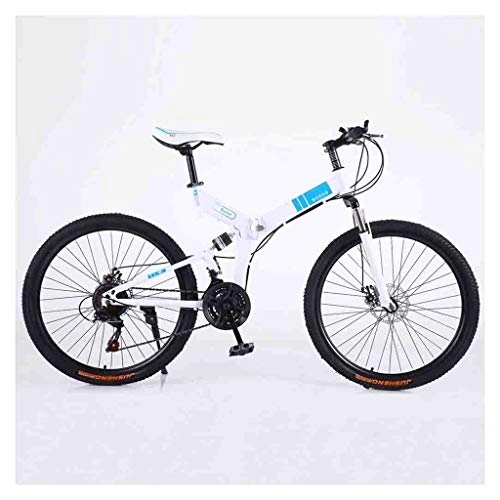 Folding Mountain Bike : GAOTTINGSD Adult Mountain Bike Bicycle Mountain Bike Adult MTB Foldable Road Bicycles For Men And Women 26In Wheels Adjustable Speed Double Disc Brake (Color : White, Size : 30 Speed)