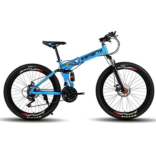 Folding Mountain Bike : GAOTTINGSD Adult Mountain Bike Bicycle MTB Adult Foldable Mountain Bike Folding Road Bicycles For Men And Women 26In Wheels Adjustable Speed Double Disc Brake (Color : Blue, Size : 27 speed)