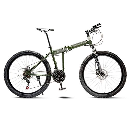 Folding Mountain Bike : GAOTTINGSD Adult Mountain Bike Folding Mountain Bicycle Road Bike Men's MTB 21 Speed Bikes Wheels For Adult Womens (Color : Green, Size : 24in)