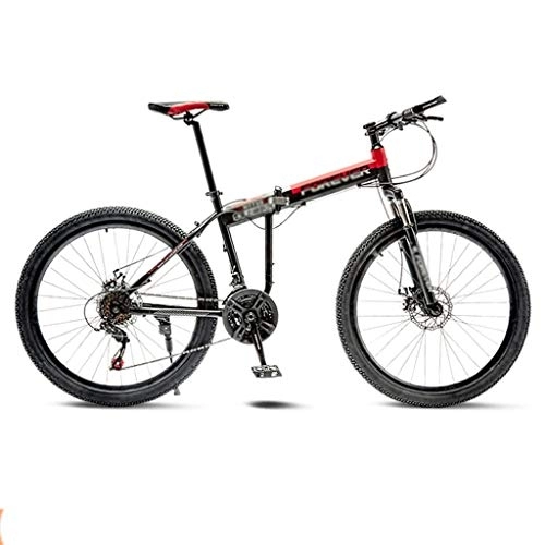 Folding Mountain Bike : GAOTTINGSD Adult Mountain Bike Folding Mountain Bicycle Road Bike Men's MTB 21 Speed Bikes Wheels For Adult Womens (Color : Red, Size : 24in)