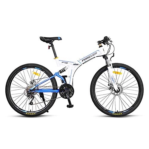 Folding Mountain Bike : GAOTTINGSD Adult Mountain Bike Folding Mountain Bicycle Road Bike Men's MTB 24 Speed 26 Inch Bikes Wheels For Adult Womens (Color : Blue)