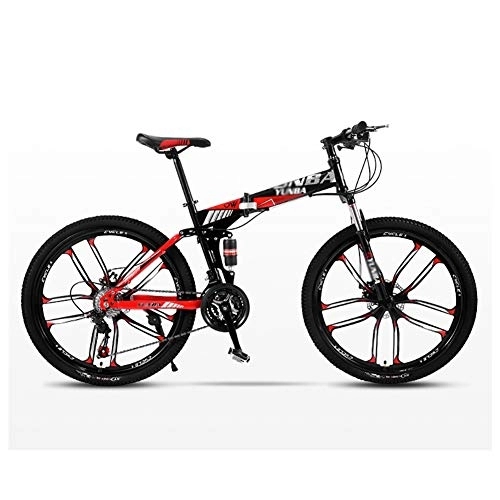 Folding Mountain Bike : GAOTTINGSD Adult Mountain Bike Folding Mountain Bicycle Road Bike Men's MTB 24 Speed Bikes Wheels For Adult Womens (Color : Red, Size : 26in)