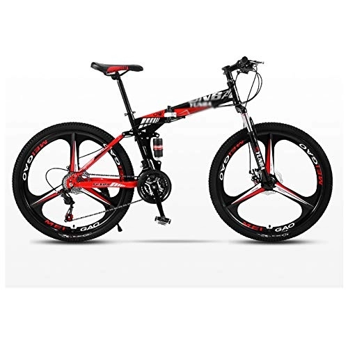 Folding Mountain Bike : GAOTTINGSD Adult Mountain Bike Mountain Bicycle Folding Bike Road Men's MTB Bikes 24 Speed Bikes Wheels For Adult Womens (Color : Red, Size : 24in)