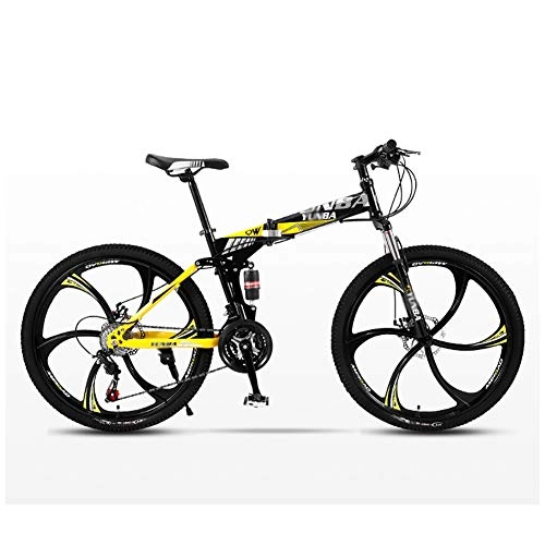 Folding Mountain Bike : GAOTTINGSD Adult Mountain Bike Mountain Bicycle Folding Bike Road Men's MTB Bikes 24 Speed Bikes Wheels For Adult Womens (Color : Yellow, Size : 24in)