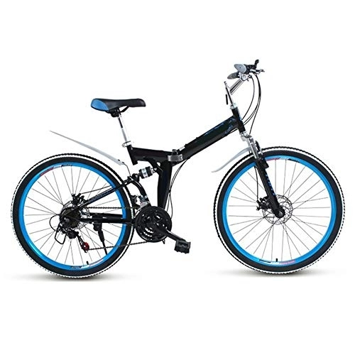 Folding Mountain Bike : GAOTTINGSD Adult Mountain Bike Mountain Bike Adult Folding Bicycle Road Men's MTB Bikes 24 Speed 26 Inch Wheels For Womens (Color : Blue, Size : 24in)