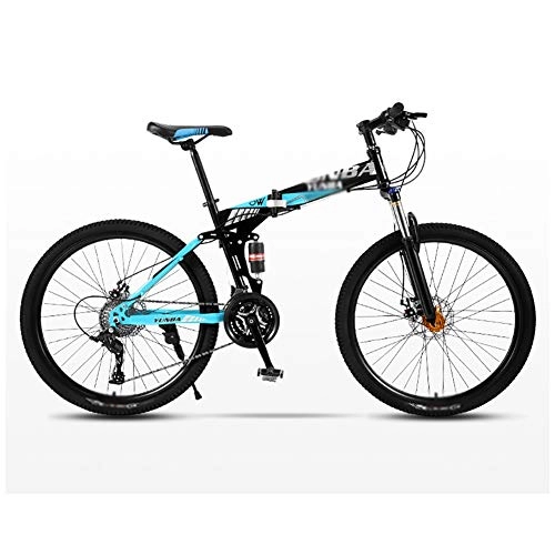 Folding Mountain Bike : GAOTTINGSD Adult Mountain Bike Mountain Bike Folding Bicycle Road Men's MTB Bikes 24 Speed Bikes Wheels For Adult Womens (Color : Blue, Size : 26in)