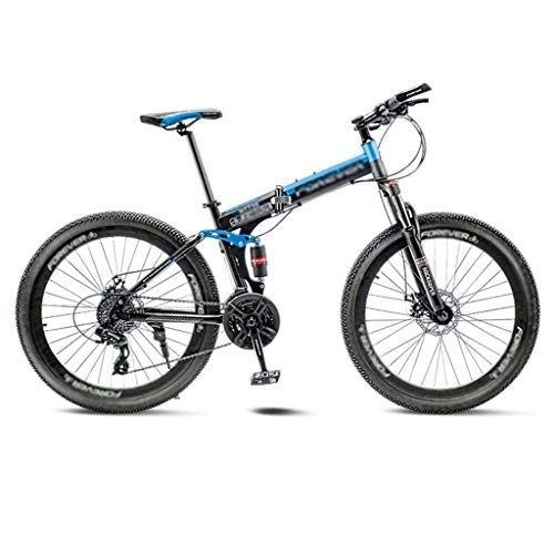 Folding Mountain Bike : GAOTTINGSD Adult Mountain Bike Mountain Bike Folding Road Bicycle Men's MTB 21 Speed Bikes Wheels For Adult Womens (Color : Blue, Size : 26in)