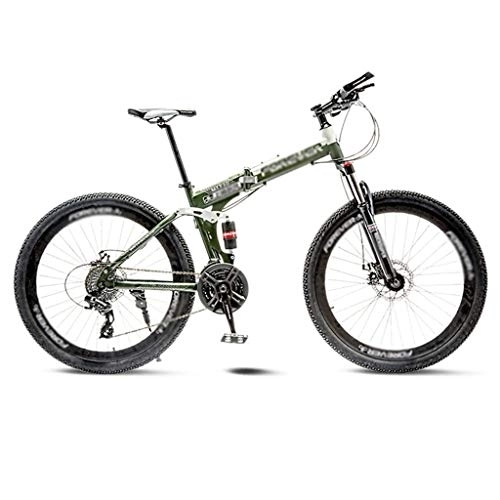 Folding Mountain Bike : GAOTTINGSD Adult Mountain Bike Mountain Bike Folding Road Bicycle Men's MTB 21 Speed Bikes Wheels For Adult Womens (Color : Green, Size : 24in)
