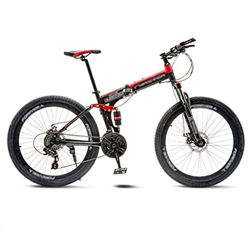 Folding Mountain Bike : GAOTTINGSD Adult Mountain Bike Mountain Bike Folding Road Bicycle Men's MTB 21 Speed Bikes Wheels For Adult Womens (Color : Red, Size : 24in)