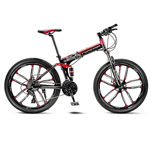 Folding Mountain Bike : GAOTTINGSD Adult Mountain Bike Mountain Bike Road Bicycle Folding Men's MTB 21 Speed 24 / 26 Inch Wheels For Adult Womens (Color : Red, Size : 24in)