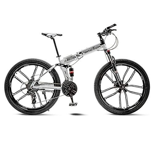 Folding Mountain Bike : GAOTTINGSD Adult Mountain Bike Mountain Bike Road Bicycle Folding Men's MTB 21 Speed 24 / 26 Inch Wheels For Adult Womens (Color : White, Size : 26in)