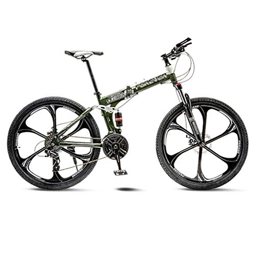 Folding Mountain Bike : GAOTTINGSD Adult Mountain Bike Mountain Bike Road Bicycle Folding Men's MTB Bikes 21 Speed 24 / 26 Inch Wheels For Adult Womens (Color : Green, Size : 24in)