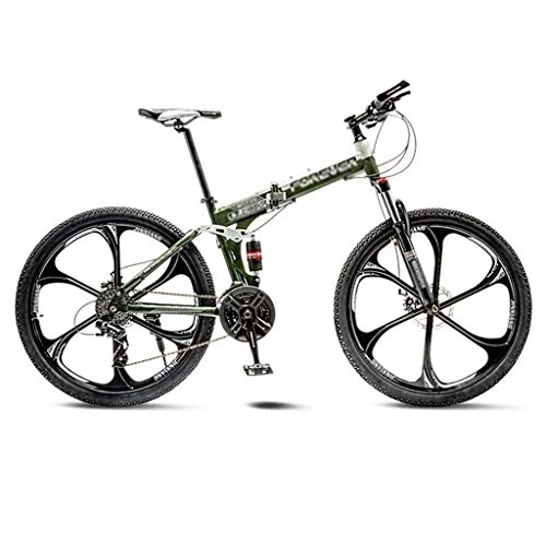Folding Mountain Bike : GAOTTINGSD Adult Mountain Bike Mountain Bike Road Bicycle Folding Men's MTB Bikes 21 Speed 24 / 26 Inch Wheels For Adult Womens (Color : Green, Size : 26in)