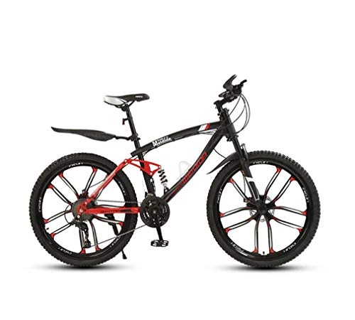 Folding Mountain Bike : GASLIKE Adult Soft tail Mountain Bike, High-Carbon Steel Snow Bikes, Student Double Disc Brake City Bicycle, 24 Inch Magnesium Alloy Integrated Wheels, A, 30 speed
