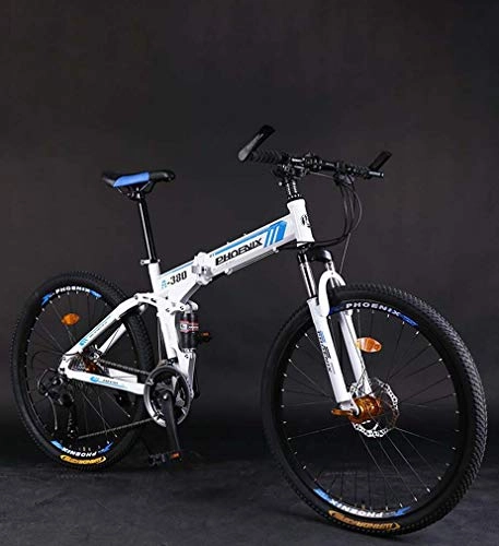 Folding Mountain Bike : GASLIKE Foldable Adult Mountain Bike, Double Disc Brake Bikes, Beach Snowmobile Bicycle, Upgrade High-Carbon Steel Frame, 26 Inch Wheels, D, 27 speed