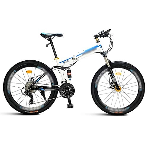 Folding Mountain Bike : GEXIN 21 Speed Folding Mountain Bike, 26-inch, Male and Female Students Double Shock Absorber, Foldable Bicycle Dual Disc Brakes