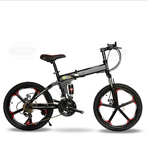 Folding Mountain Bike : GHGJU Bicycle children folding bicycle 20 inch aluminum alloy shifting bicycle Suitable for mountain roads And rain and snow (Color : Black, Size : 21 speed)
