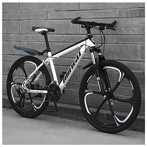 Folding Mountain Bike : Giow 26 Inch Men's Mountain Bikes, High-carbon Steel Hardtail Mountain Bike, Mountain Bicycle with Front Suspension Adjustable Seat, 27 Speed, White 6 Spoke