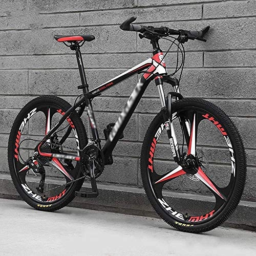 Folding Mountain Bike : Giow Black Red 26 Inch Cross-country Mountain Bike, High-carbon Steel Hardtail Mountain Bike, Mountain Bicycle With Front Suspension Adjustable Seat (Color : 21 speed)