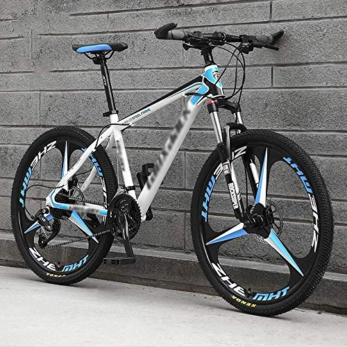 Folding Mountain Bike : Giow Blue White Knight 26 Inch Cross-country Mountain Bike, High-carbon Steel Hardtail Mountain Bike, Mountain Bicycle With Front Suspension Adjustable Seat (Color : 21 speed)