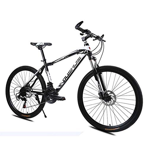 Folding Mountain Bike : GJNWRQCY 21-speed 26-inch variable speed bicycle disc brakes shock absorber front fork mountain bike, Black