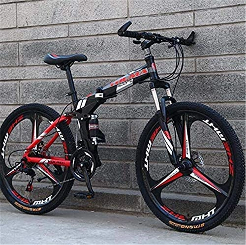 Folding Mountain Bike : GMZTT Unisex Bicycle 26 Inch Wheel Folding Mountain Bicycle, Dual Suspension for Men And Women Bicycle, High Carbon Steel Frame, Steel Disc Brake (Color : Black, Size : 27 speed)