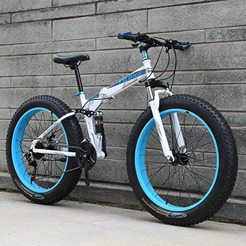 Folding Mountain Bike : GMZTT Unisex Bicycle Fat Tire Bicycle for For Men Women, Folding Mountain Bicycle Bicycle, High Carbon Steel Frame, Hardtail Dual Suspension Frame, Dual Disc Brake