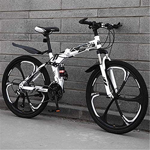 Folding Mountain Bike : GMZTT Unisex Bicycle Folding Bicycle Bicycle Full Suspension Mountain Bikes for Adults Men Women, High-Carbon Steel Frame And Dual Disc Brakes (Color : C, Size : 26 inch 21 speed)
