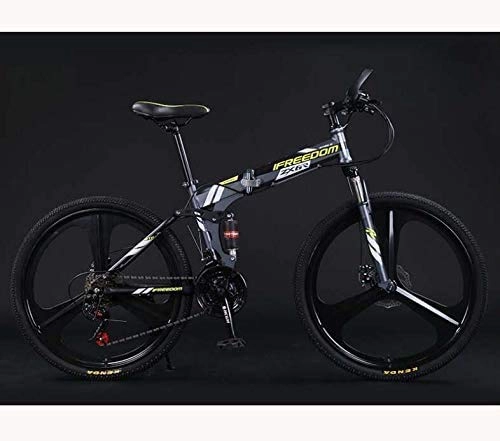 Folding Mountain Bike : GMZTT Unisex Bicycle Folding Bicycle Bicycle Lightweight Mountain Bicycle Adult Teens Men And Women, High Carbon Steel Full Suspension Frame, Dual Disc Brakes, E, 26 inch 30 speed
