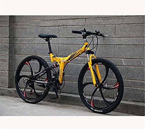 Folding Mountain Bike : GMZTT Unisex Bicycle Folding Mountain Bicycle Bicycle for Men Women Full Suspension MBT Bikes High Carbon Steel Frame with MAQISI Tire / PVC And Aluminum Pedals (Color : A, Size : 24 inch 27 speed)