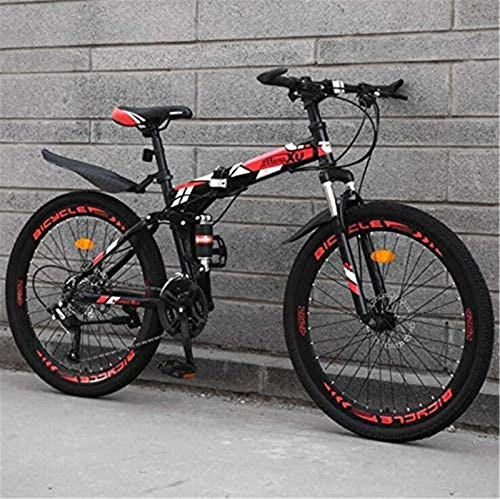 Folding Mountain Bike : GMZTT Unisex Bicycle Mountain Bicycle for Adults Soft Tail MBT Bicycle High Carbon Steel Full Suspension Frame Folding Bicycles Dual Disc Brakes Mountain Bicycle