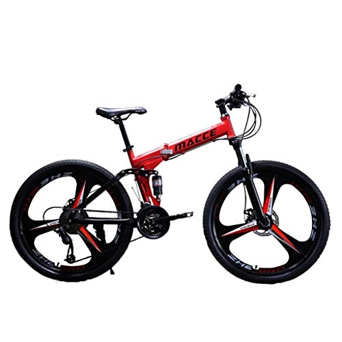 Folding Mountain Bike : Gofodn Adult Mountain Bike, 26 inch Wheels, Mountain Trail Bike High Carbon Steel Folding Outroad Bicycles, 21-Speed Bicycle Full Suspension MTB Gears Dual Disc Brakes Mountain Bicycle