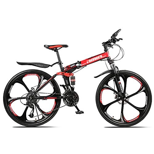 Folding Mountain Bike : GQFGYYL-QD Mountain Bike with Adjustable Seat and Shock Absorption, 26 Inches Wheels 27 Speed Foldable Dual Disc Brakes Mountain Bicycle, for Adults Outdoor Riding, 3