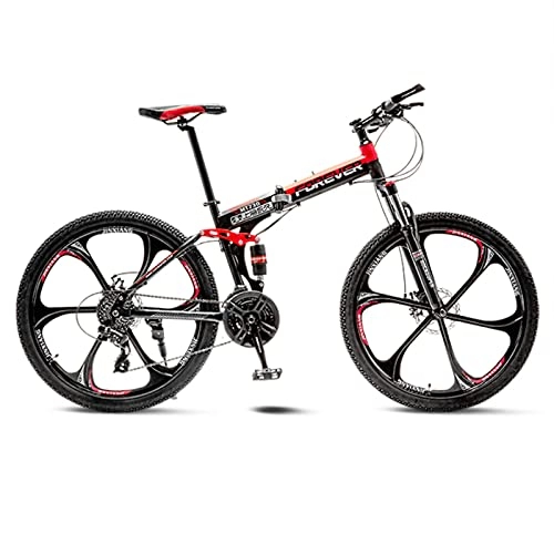 Folding Mountain Bike : GREAT Folding Mountain Bicycle Bike, 26 Inch Road Bikes Front And Rear Mechanical Double Disc Brakes 21 / 24 / 27 Speed Men Bike Bicycle(Size:27 speed, Color:Red)