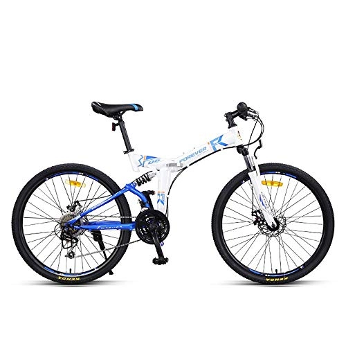 Folding Mountain Bike : GUI-Mask SDZXC24 Speed Folding Mountain Bike Bicycle Front and Rear Shock Double Disc Brakes Recreational Car Shift Bicycle Male and Female Students