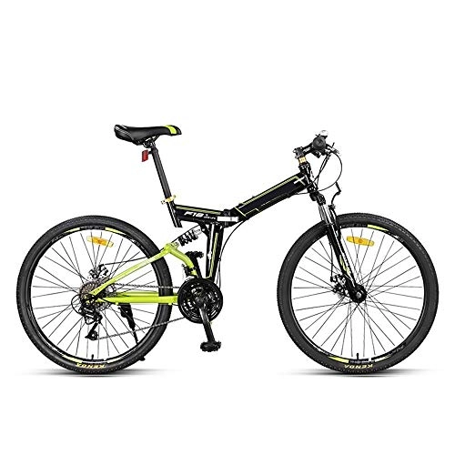 Folding Mountain Bike : GUI-Mask SDZXCBicycle Front and Rear Shock Absorption Folding Mountain Bike Double Disc Brakes Men and Women Leisure Car Student Speed Bicycle 24 Speed