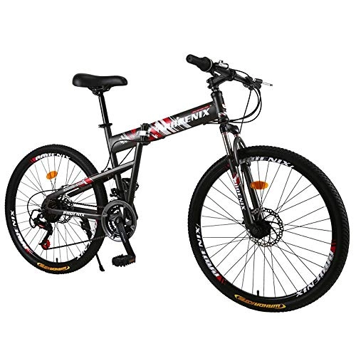 Folding Mountain Bike : GUI-Mask SDZXCFolding Bicycle Mountain Bike Damping Road Speed Cycling Adult Male and Female Students 26 Inch 27 Speed