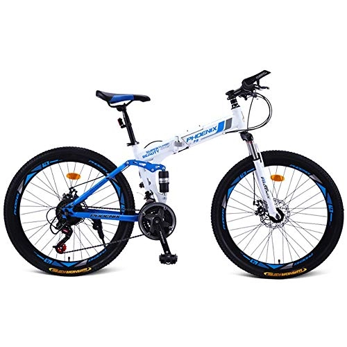 Folding Mountain Bike : GUI-Mask SDZXCFolding Mountain Bike Bicycle Adult Double Shock Road Bike Leisure Bicycle Male and Female Student Car 24 Speed 26 Inch