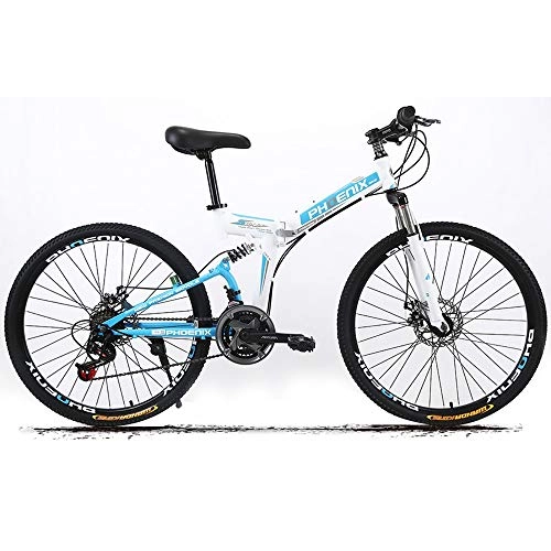 Folding Mountain Bike : GUI-Mask SDZXCFolding Mountain Bike Bicycle Student Double Shock Absorption High Carbon Steel Double Disc Brakes Off-Road Speed Adult Bicycle 24 Speed 26 Inch