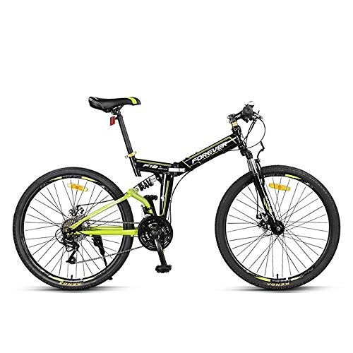 Folding Mountain Bike : GUI-Mask SDZXCFolding Mountain Bike Off-Road Bicycle Front and Rear Shock Double Disc Brakes Soft Tail Frame Student Adult Bicycle 24 Speed